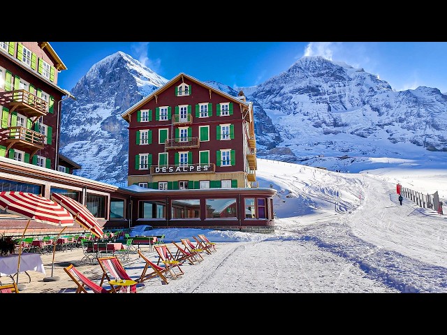 Winter Paradise Kleine Scheidegg Switzerland 4K Walking and Sledging Tour 2025