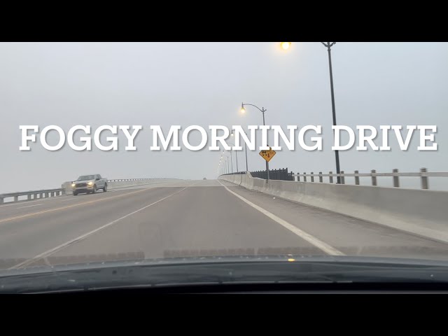 A foggy morning drive around Moncton, New Brunswick, Canada