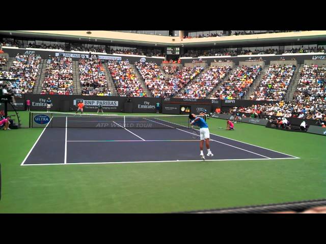 Roger Federer Running around a second serve - Indian Wells 2015 Final