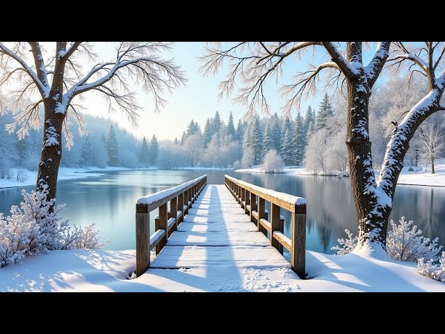 12 Hours of Magical Winter Wonderland 4K with Peaceful Relaxing Music ❄️ Stress Relief and Comfort