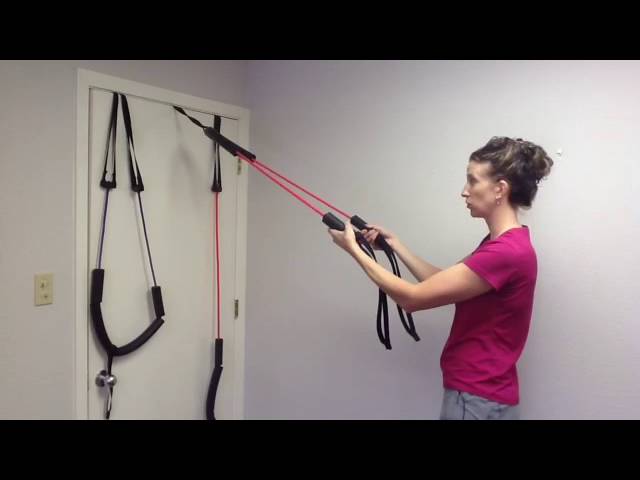 How to Secure a Gray Cook Exercise Band in a Door