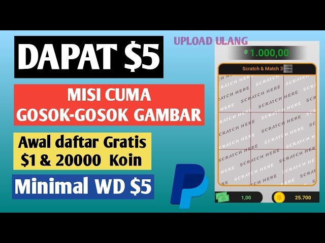 DAPAT $5 CUMA GOSOK GAMBAR | APLIKASI PENGHASIL UANG 2019