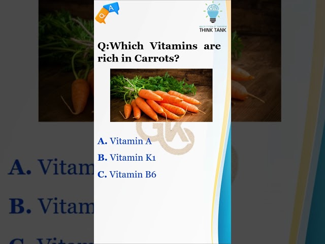 GK Quiz on Vitamin Rich in Carrots #viral #gk #shorts #trending #ssc   #youtubeshorts #vitamin