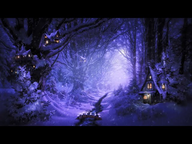 🌌✨️ Mystical Fairy Winter Forest Ambience | Soothing Snowfall, Nature Sounds ASMR + Soft Music