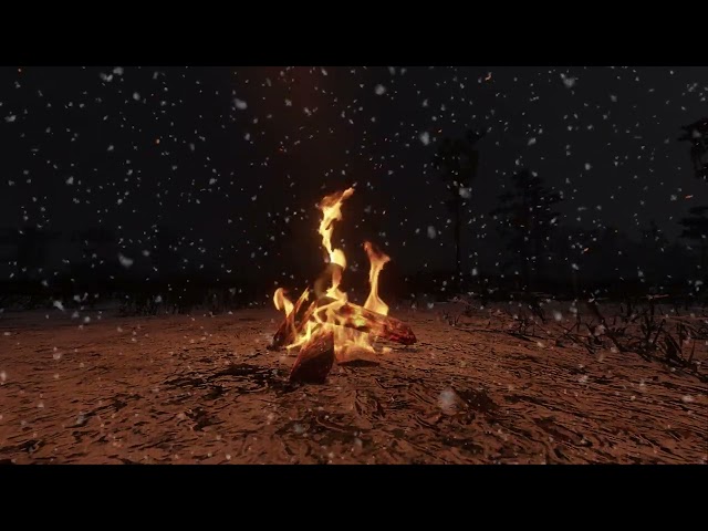 Cozy Campfire Christmas Camping in the Snow | Warm Campfire & Night Winter Ambience  🎄❄️