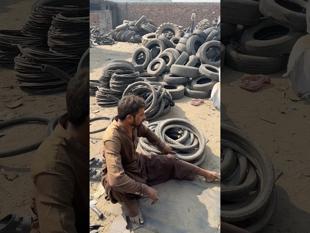 How to Cut Old Tires for Recycling Projects 😱 #shorts #satisfying