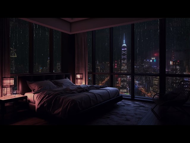 Relaxing With a Penthouse Overlooking NewYork 🌨️- Relaxing with the Sound of Rain by the Window