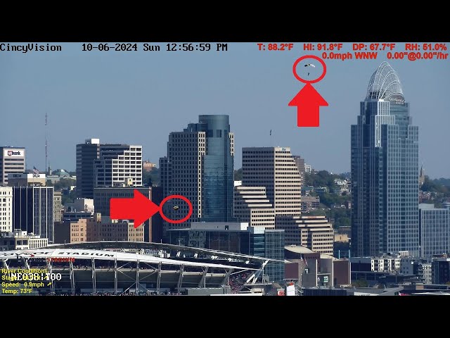 Helicopter Drops 6 Parachuters to Paycor Stadium - Cincinnati Bengals vs Baltimore Ravens 10-6-2024