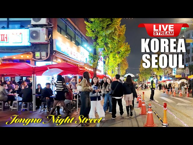 Live Korea Seoul 🇰🇷 Walk Tour Seoul 🤩 Seoul Jongno Night Street Walking Tour | Korean Food Street