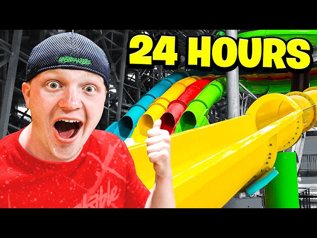 24 HOUR OVERNIGHT WATERPARK CHALLENGE!