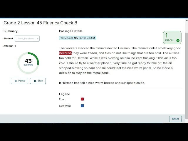 Reading Mastery Transformations - Fluency Checkouts