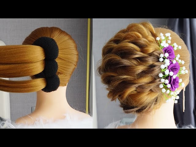 New French Bun Hairstyle With Donut | Beautiful Hairstyle For Wedding