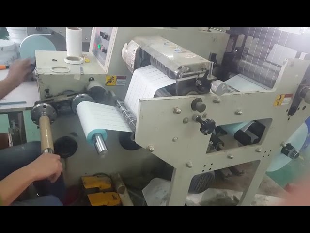 rotary die cutting machine with turret rewinding for blank sticker