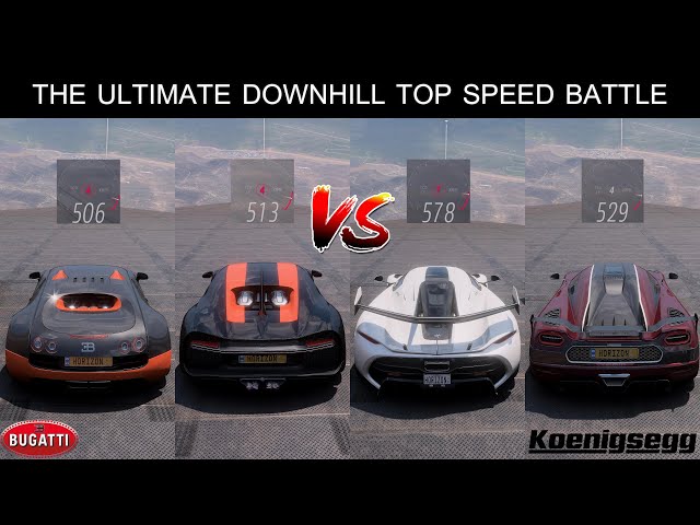 KOENIGSEGG VS BUGATTI | THE ULTIMATE HYPERCARS SHOWDOWN | TOP SPEED DOWNHILL BATTLE  FORZA HORIZON 5