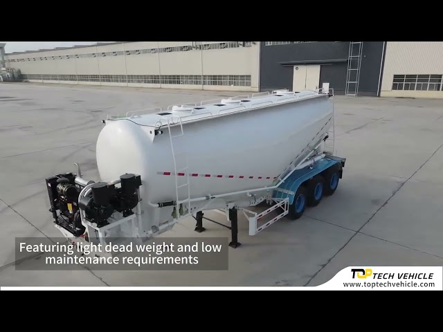 TOPTECH VEHICLE  45cbm Cement Bulker Diesel Engine Dry Powdery Bulk Tank Semi Trailer