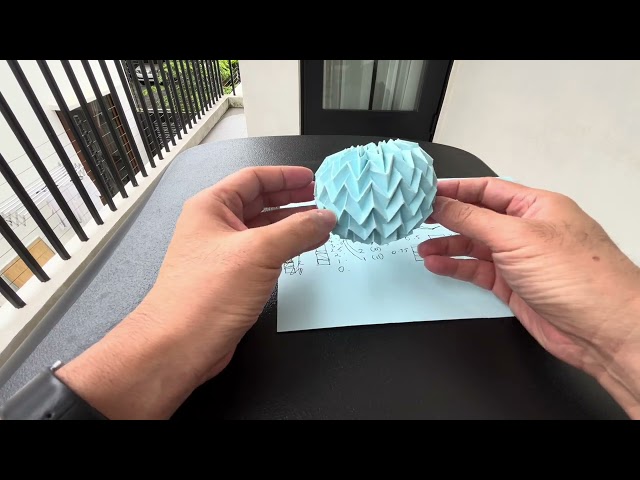 Origami Miura Ori Ball with Gridlines