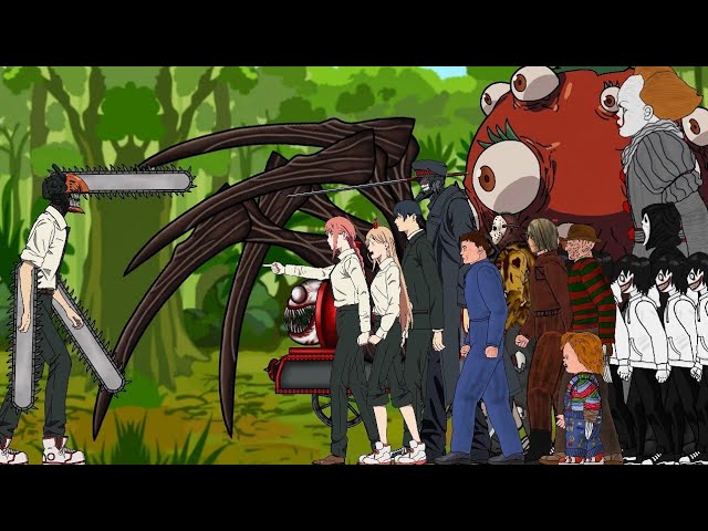 Chainsaw Man, Aki, Makima, Katana Man, Power Vs Choo Choo Charles, Tomato Devil - Drawing Cartoon2.