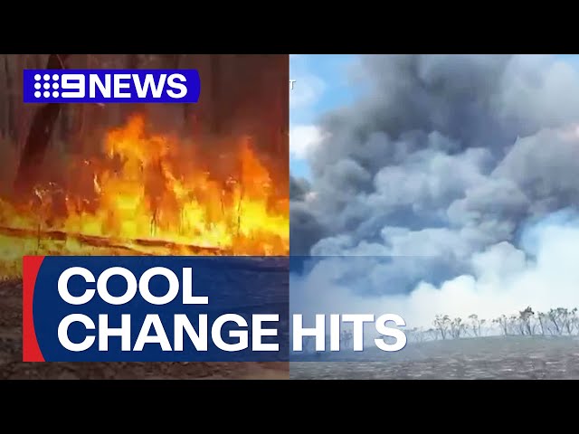 Cool change sweeps through Victoria firefields | 9 News Australia