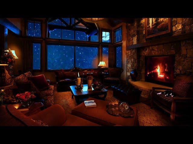 Blizzard Sounds for Sleep In a Soothing Room | Snowstorm Sounds with Fireplace Crackling And A Cat