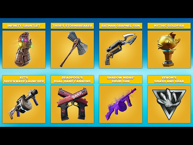 Evolution of All Mythic Weapons & Items - Fortnite Chapter 1 (Season 1) to Chapter 2 (Season 5)