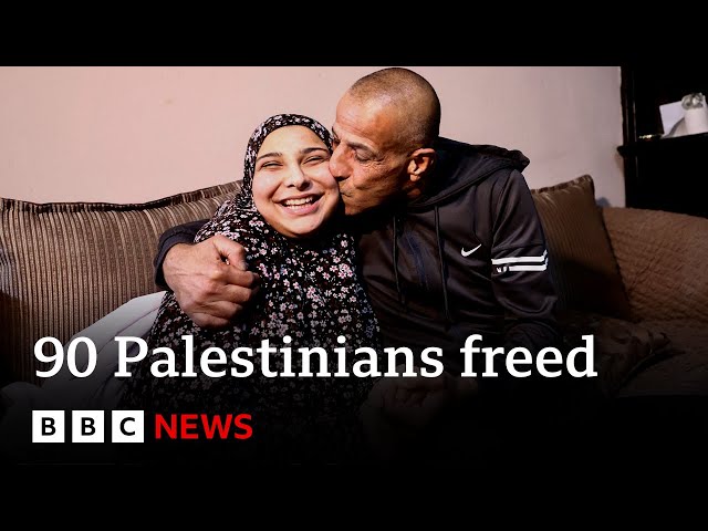 Israel says 90 Palestinian prisoners freed as Gaza ceasefire enters second day | BBC News