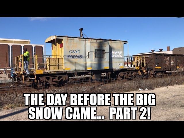 The day before the Big Snow came! Long trains and a caboose too!  Part 2