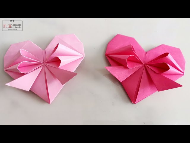 Origami heart with bow | Easy paper heart bow tutorial DIY