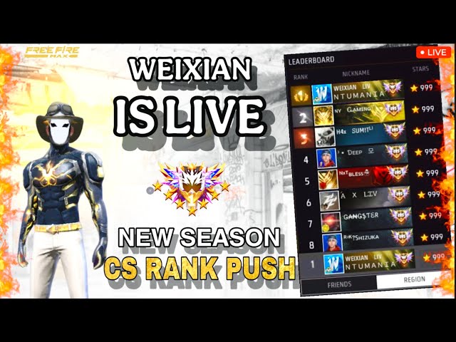 PUSH TO TOP 1 GRANDMASTER 😎👽NEW SEASON 😎DAY-13👽WEIXIAN FF LIVE #classyff #freefirelive #rai⭐