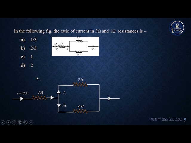 In the following figure, the ratio of current in 3 ohm and 1 ohm 1