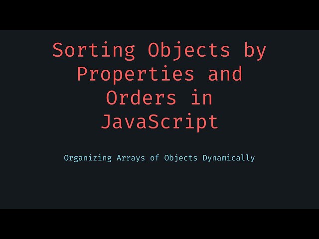 Sort Array of Objects by Properties