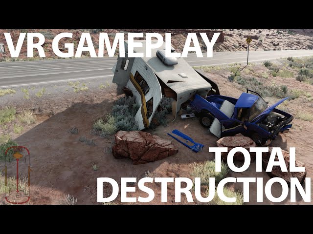 VR Gameplay | BeamNG | Car (and caravan) Slow Motion Destruction