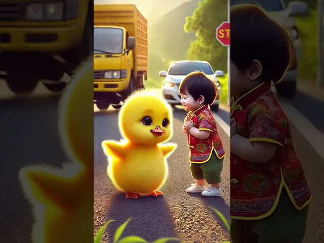 The Little Yellow Duck Had A Lot Of Fun Playing With The Kids#cartoon #duckstory #funny