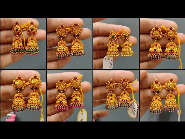 Latest Gold Jhumka Designs 2022/Temple jhumka designs/latest gold earrings jhumka designs