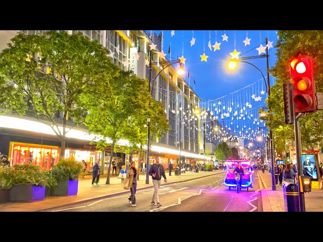 London Christmas Lights Already?! Lively West End Autumn Streets 2023 | 4K HDR Binaural