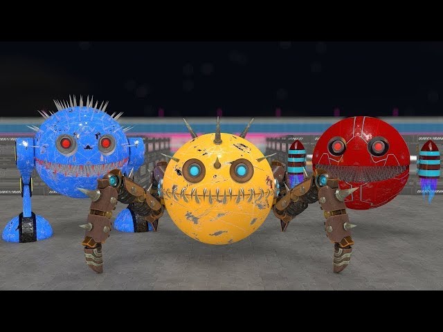 Spider Robot Monster vs Robot-Jet Pacman vs Biped Robot Pacman | Fireknight99