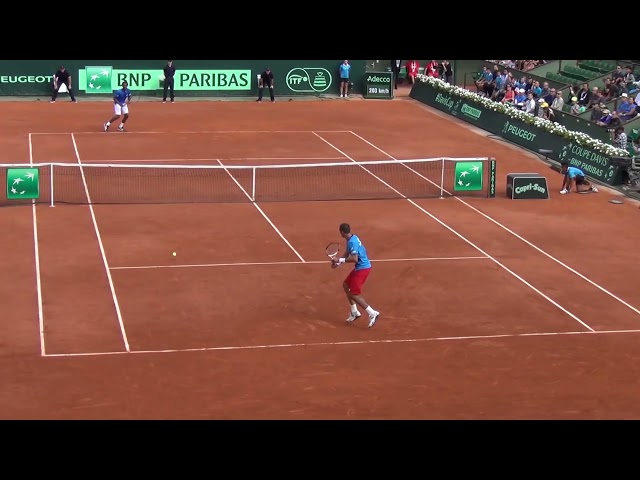 Gael Monfils: great point in Slow Motion vs Rosol (Court Level Davis Cup Match)