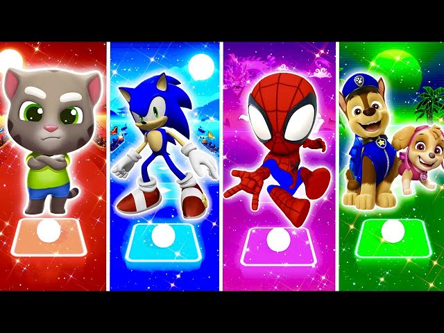 Talking Tom 🆚 Sonic Prime 🆚 Marvel’s Spidey 🆚 PAW Patrol | Tiles Hop EDM Rush