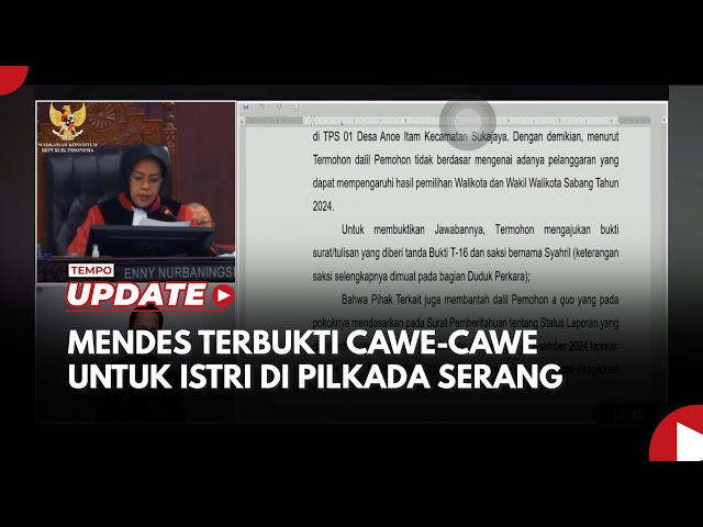 MK Buktikan Mendes Yandri Cawe-cawe dalam Kemenangan Istri di Pilkada Serang