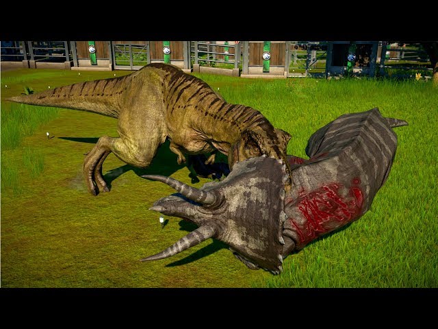 Tyrannosaurus Rex Vs Stegoceratops, Triceratops, Sinoceratops - Jurassic World Evolution