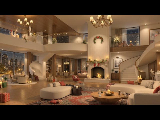 Soothing Piano Jazz Music for Great Mood ❄️ Cozy Winter at A Living Room Ambience with Fireplace