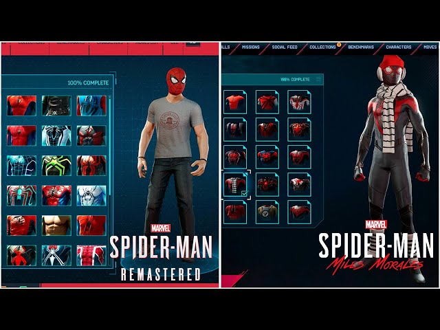 Marvel's Spider-Man Remastered + Miles Morales - Full Suit Collection Showcase | 4K 60FPS