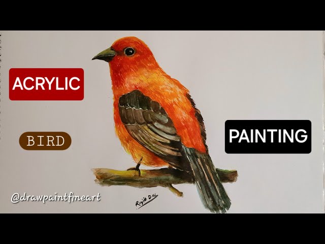 SIMPLE Bird Painting Tutorial | Acrylic Painting