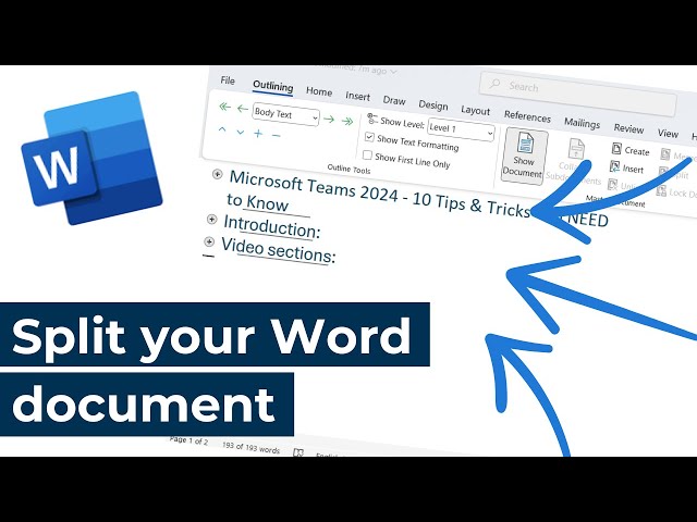 Microsoft Word - Split a large word document into multiple documents easily