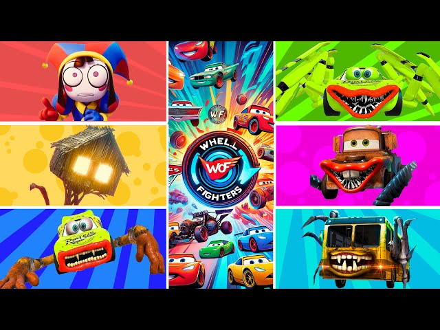 Epic Battle of Cars Characters🎯McQueen Crazy Eater, House Head Eater, Pomni, Mater Eater, Bus Eater!