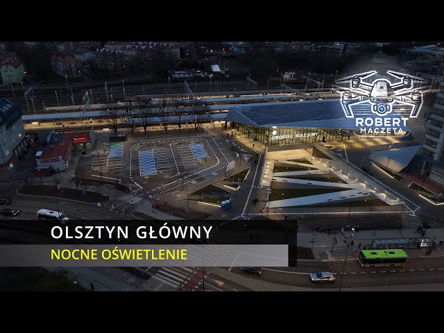 Olsztyn Główny Station – Night Lighting | Railway Station | 06.02.2025 | 4K Drone View