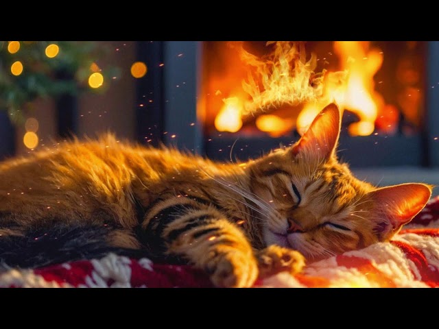 Calming Music for Cats 🎵 Cozy Winter Fireplace & Deep Relaxation | No Ads Peaceful Sounds