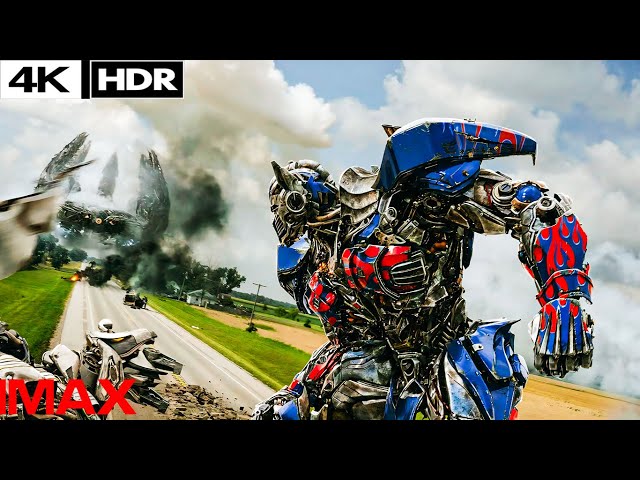 Transformers: Age of Extinction (2014) - Optimus Prime vs Glavatron And Lockdown  (IMAX) 4k HDR