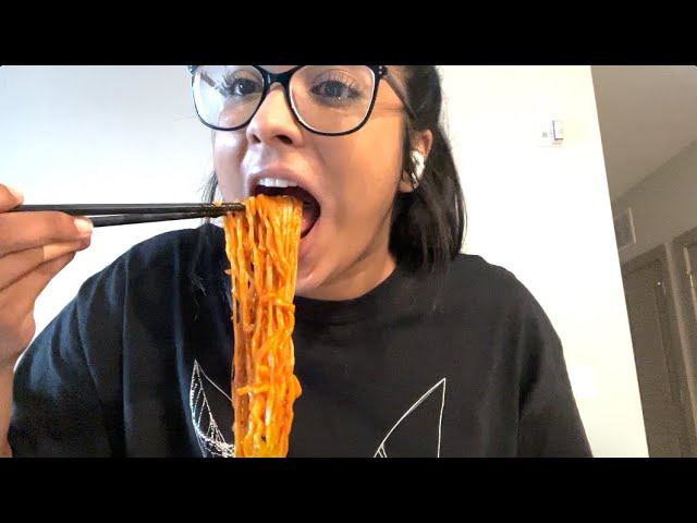 SPICY FIRE NOODLES MUKBANG (big bites)