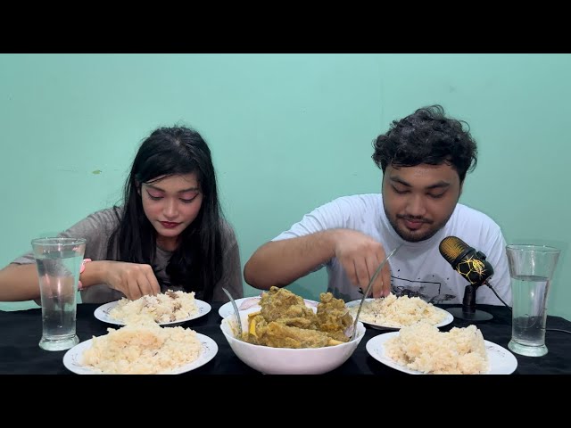 ASMR MUKBANG EATING HOT PULAW RICE + MUTTON KURMA + SALAD CHALLENGE | EATS SPICY MUTTON KURMA