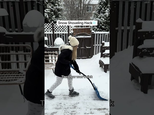 Try this simple cooking spray trick and make snow shoveling a breeze❄️ #shorts #winterhack #snowday